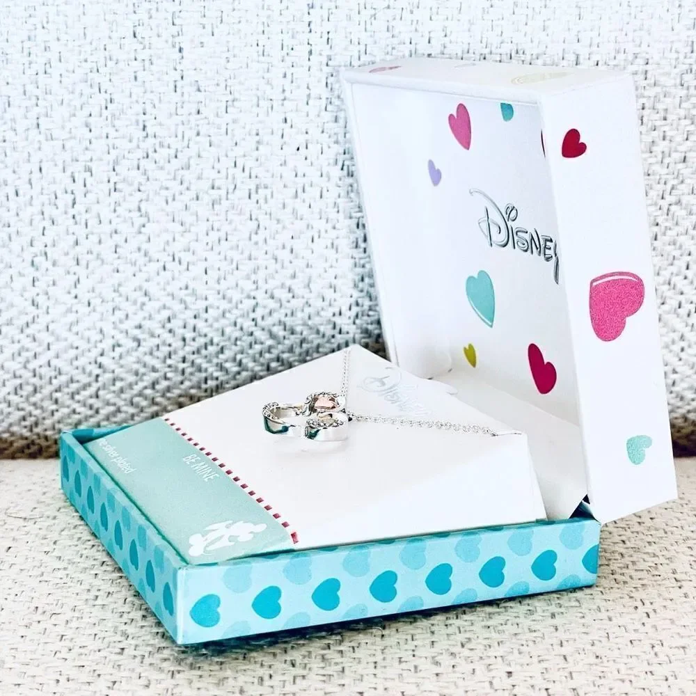 NWT Disney Minnie Mickey Mouse Be Mine Fine Silver Pleated Pendant Necklace